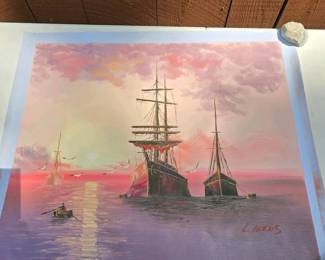 326 canvasprintfeaturingsailingshipsat