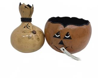 Lynn Ledbetter Signed Gourd Art Vessels