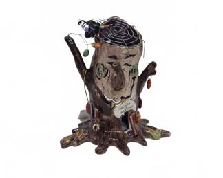 Blue Sky Halloween Tree Stump Figurine