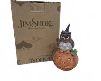 Jim Shore Mini Jack-O-Lantern With Owl Figurine