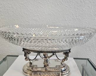 S.P. cut crystal centerpiece bowl 13X7in. $300. 
