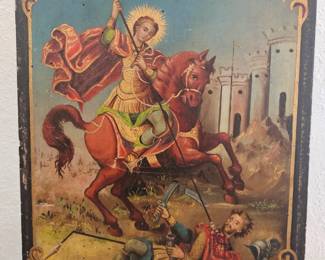 Greek icon dated 1906 $650.