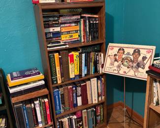 Bookshelves, music stand