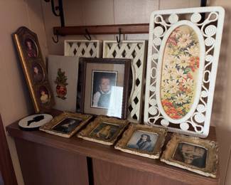 Assorted vintage & antique frames and art