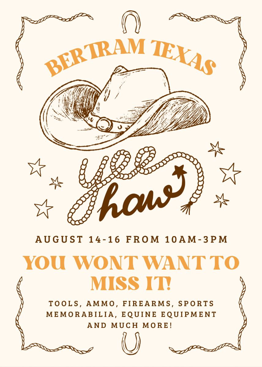 Gold Beige Brown Retro Western Groovy Birthday Party Virtual Invitation