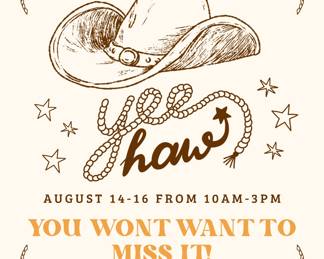 Gold Beige  Brown Retro Western Groovy Birthday Party Virtual Invitation