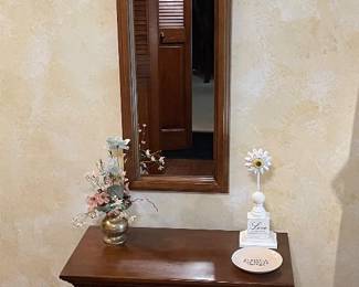 Vintage Butler colonial-style two drawer accent cabinet, and Butler colonial-style wall mirror.