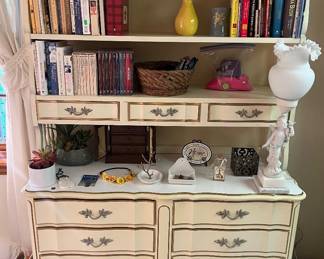 French Provincial-style dresser and bookcase by Dixie.
