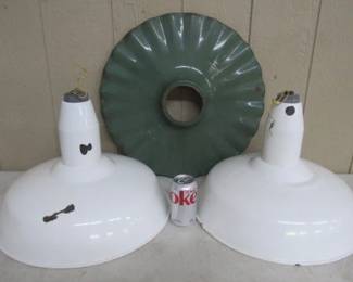 1940's - 1950's Porcelain Gas Island Lights & Shade
