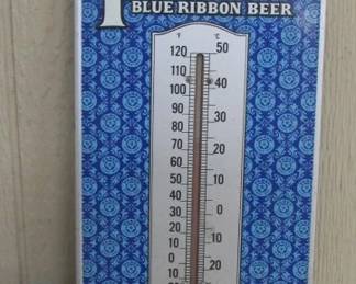 Late 1960's to Early 1970's Metal Pabst Blue Ribbon Beer Thermometer