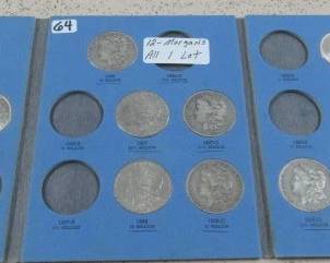 Partial Book of Morgan Silver Dollars - All 12 One Lot