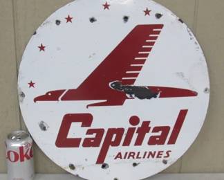 18" Porcelain Capital Airlines Sign