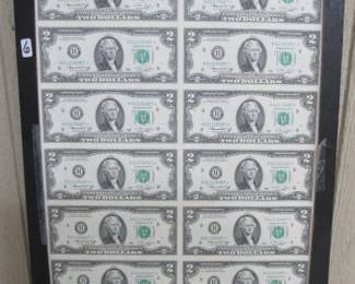 Uncut Sheet of $2.00 Star Notes