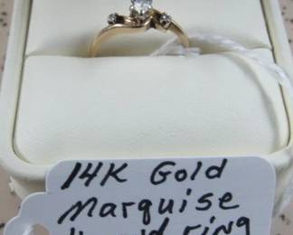 14K Marquise Diamond Ring