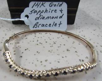 14K Gold Sapphire & Diamond Bracelet