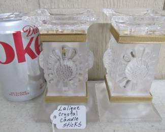 Lalique Crystal Candlesticks 