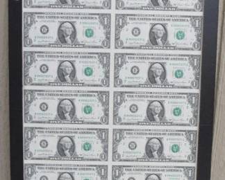 Uncut Sheet of $1.00 Notes