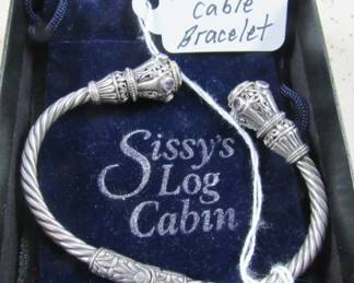 Sterling & Gemstone Cable Bracelet