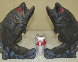 Cast Iron Bass Andirons 