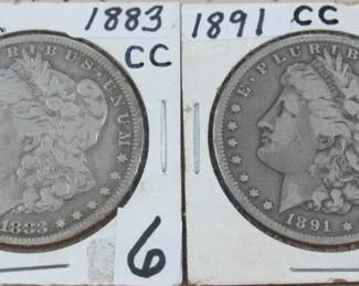 1883 & 1891 Carson City Silver Dollars