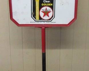 1930's Porcelain Texaco Motor Oil Curbside Sign w/Original Base