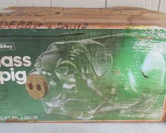 Large Vintage Glass Pig in Box