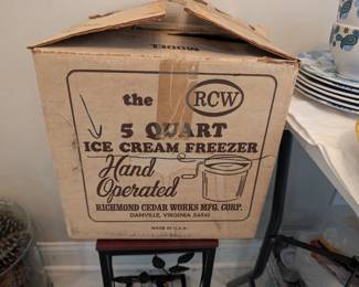 Hand operated ice cream freezer