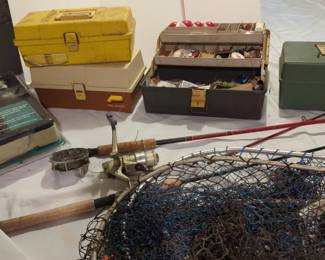 Fishing Poles, Nets, Tackleboxes