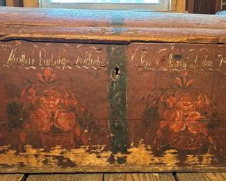 Antique Wood Painted Trunk