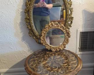 Ornate Gold Table and Mirrors