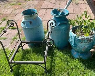 Painted Milk Jugs and Planter