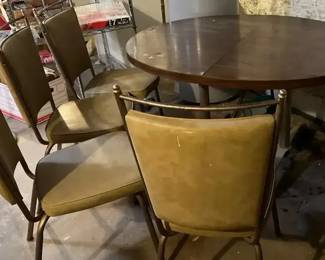 Vintage Kitchen Table And 4 Faux Leather Chairs