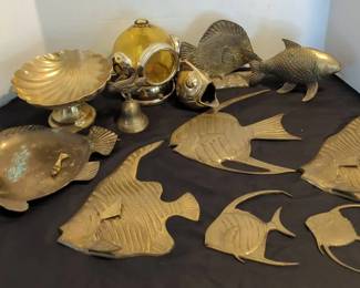Brass Toned Fish and Nautical Decor