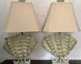 Matching Ruffle Clam Shell Lamps