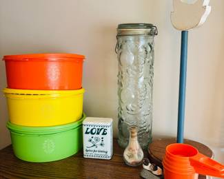 Vintage Tupperware Servalier stacking canisters