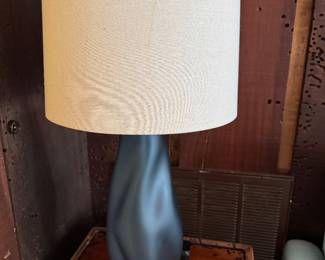 #15 - $180 -Pair of light blue glass lamps