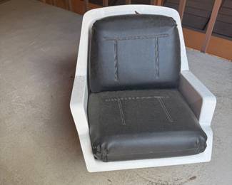 #34 - $1,800 Set of 2 Authentic Auriga white chairs with black upholstery - stamped Saporiti Italia Tasty chairs  -purchase sales ticket from Kaufmann furniture in 1971- damage at base 