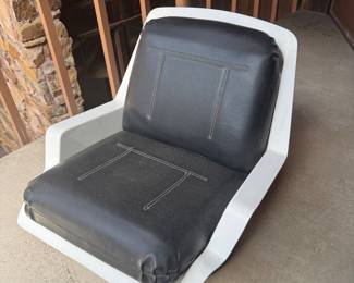 #34 - $1,800 Set of 2 Authentic Auriga white chairs with black upholstery - stamped Saporiti Italia Tasty chairs  -purchase sales ticket from Kaufmann furniture in 1971- damage at base 