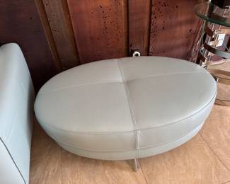 #11 - $1,400 -One of two sofa leather light blue Modena  101Lx 32Tx35W with ottoman 39Lx2'Wx15T - Looks brand new - (new $6,500)