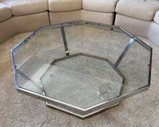 #2 - Milo Baughman octagonal coffee table glass top designed in the 1970's - 43x43x25 1/4"T