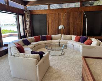 #1- $2,495 - Vintage Bernhardt octogonal sectional custom sofa with seating for 12 fully restored in very good condition. 13'x13'
