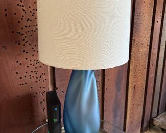 #15 - $180 -Pair of light blue glass lamps
