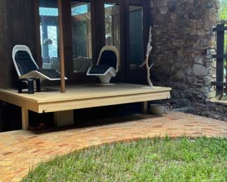 #36- $2,200 - Set of 2 Authentic white lounge chairs with black upholstery - stamped Saporiti Italia Tasty lounge chairs -purchase sales ticket from Kaufmann furniture in 1971  