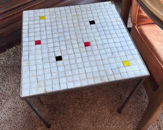  #26 A / $70 - small mosaic top square side table 15x15x16H