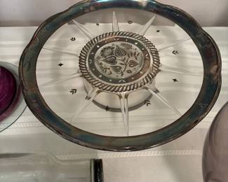 SILVER LEAF GLASS TRAY