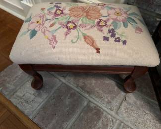 NEEDLEPOINT FOOTSTOOL