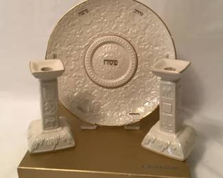 Lenox Seder Plater And Candle Holders