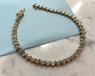 14K Diamond Chip Tennis Bracelet