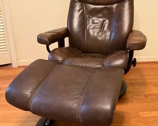 Brown Recliner With Ottoman