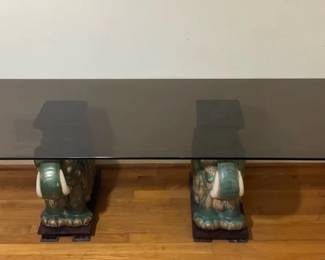 Glass Top Elephant Pedestals Table